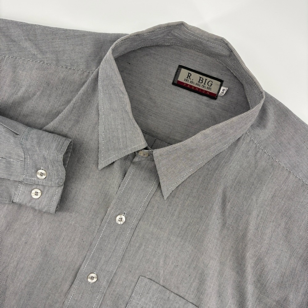 Men's 54 3XL Grey Dress Shirt Big Boys Button Up Long Sleeve‎